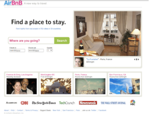 Plateforme Airbnb en 2009